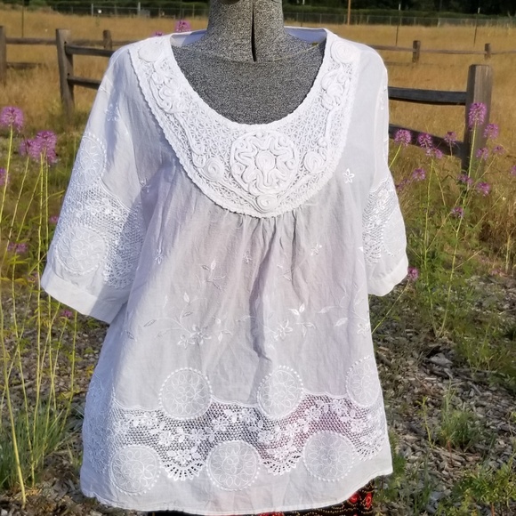 Lauren Michelle Tops - Lauren Michelle Embroidered Boho Summer Top